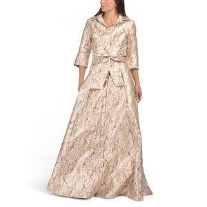 RENE BY RENE RUIZ Champagne Three-quarter Sleeve Jacquard Gown